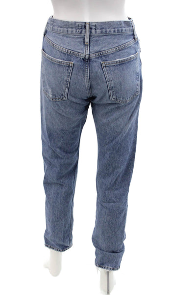 Agolde Womens Cotton Light Wash Buttoned Mid-Rise Jeans Blue Size 24