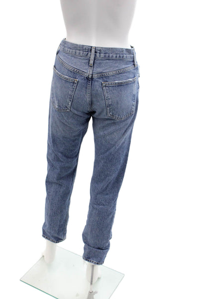 Agolde Womens Cotton Light Wash Buttoned Mid-Rise Jeans Blue Size 24