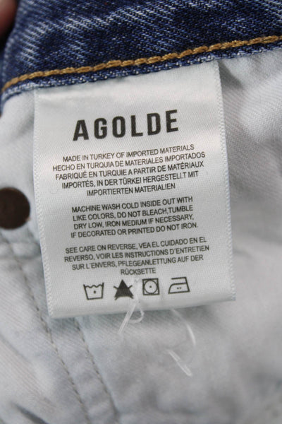 Agolde Womens Cotton Light Wash Buttoned Mid-Rise Jeans Blue Size 24
