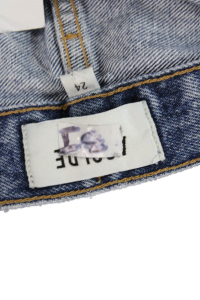 Agolde Womens Cotton Light Wash Buttoned Mid-Rise Jeans Blue Size 24
