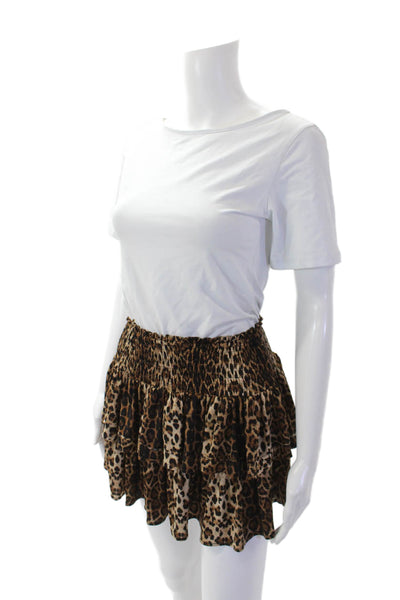 Muche Et Muchette Womens Animal Print Tiered Skirt Brown Black Size One Size