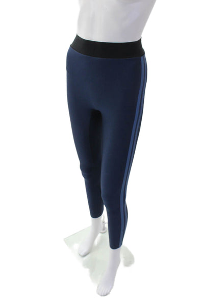 All Access Womens Striped Sides Pull On Leggings Navy Blue Size Extra Small