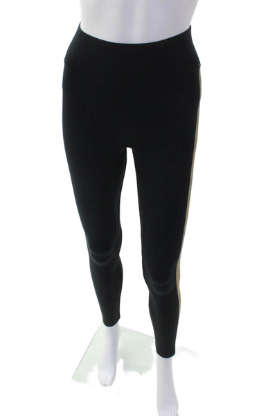 All Access Womens Striped Sides Mid Rise Leggings Black Gold Size Extra Small