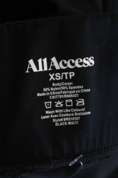 All Access Womens Striped Sides Mid Rise Leggings Black Gold Size Extra Small