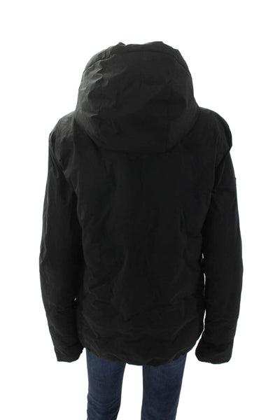 Super Dry Womens Full Zipper Hooded Puffer Coat Black Size Extra Small