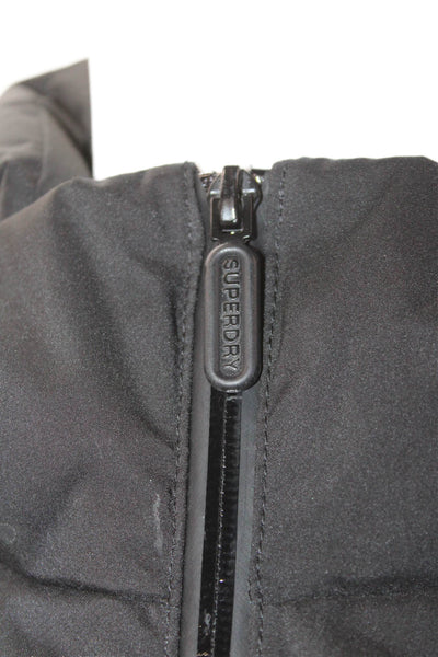 Super Dry Womens Full Zipper Hooded Puffer Coat Black Size Extra Small