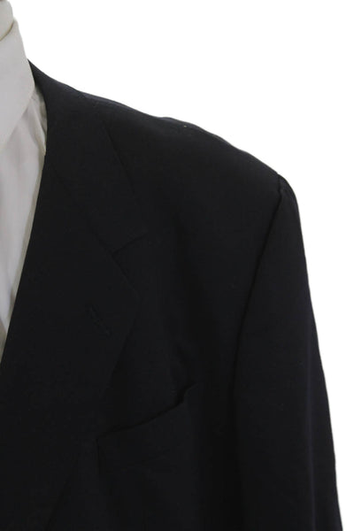 Gieves & Hawkes Mens Two Button Wide Lapel Blazer Navy Blue Wool Size 56 Long