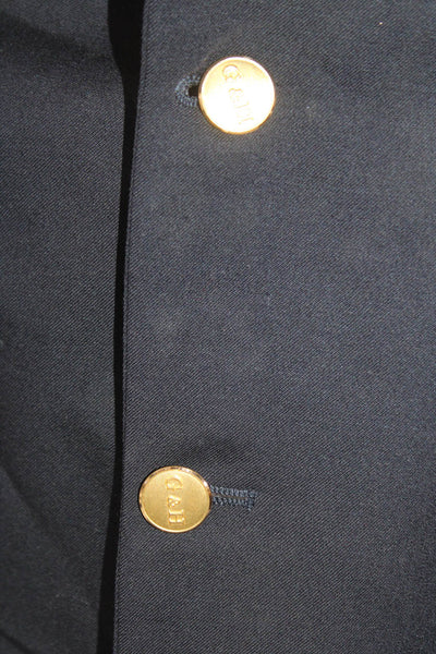 Gieves & Hawkes Mens Two Button Wide Lapel Blazer Navy Blue Wool Size 56 Long