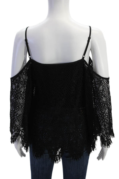Tart Womens Cold Shoulder 3/4 Sleeve Layered Blouse Top Solid Black Size M