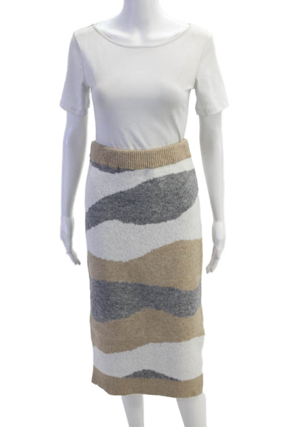 Lush Womens Abstract Print Stretch Knee Length Straight Skirt Multicolor Size M