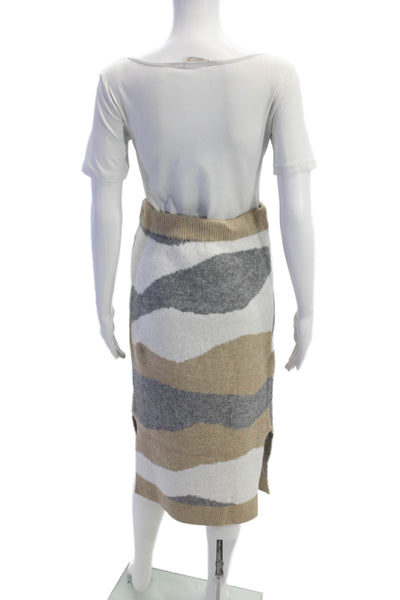 Lush Womens Abstract Print Stretch Knee Length Straight Skirt Multicolor Size M