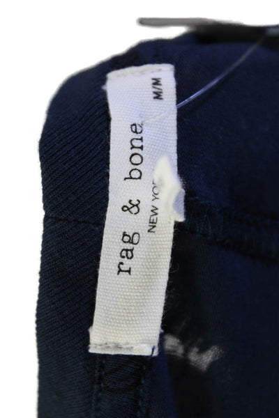 Rag & Bone Womens Crew Neck Short Sleeve Floral Print Top Dark Blue Size M