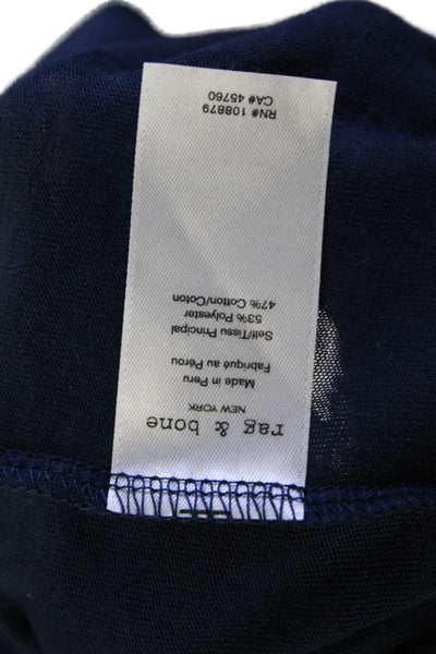 Rag & Bone Womens Crew Neck Short Sleeve Floral Print Top Dark Blue Size M