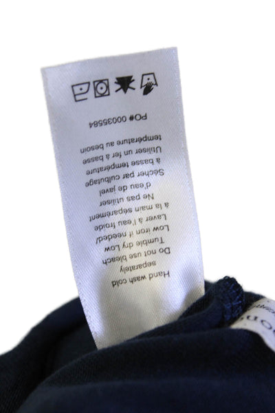 Rag & Bone Womens Crew Neck Short Sleeve Floral Print Top Dark Blue Size M