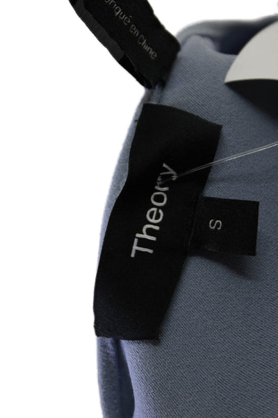 Theory Womens V-Neck Short Sleeve Paneled Oversized Blouse Light Blue Size S