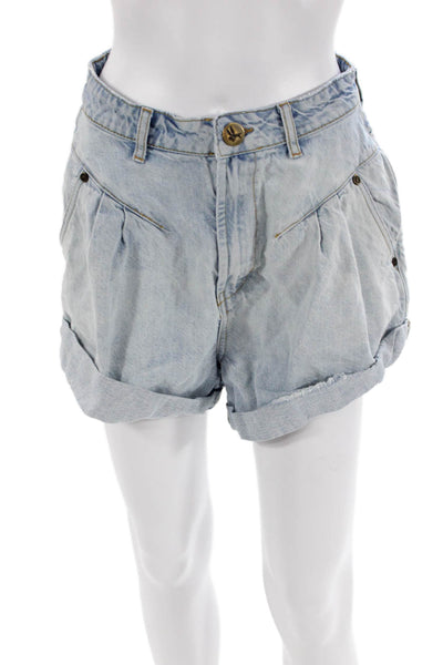 One Teaspoon Womens Denim High Rise Cuffed Shorts Blue Cotton Size 27