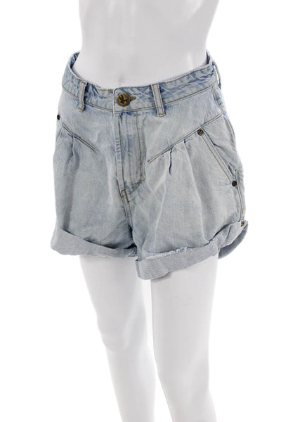 One Teaspoon Womens Denim High Rise Cuffed Shorts Blue Cotton Size 27