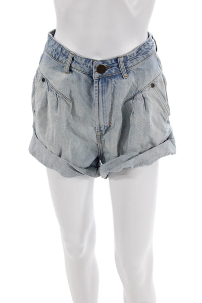 One Teaspoon Womens Denim High Rise Pleated Front Shorts Blue Size 26