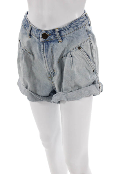 One Teaspoon Womens Denim High Rise Pleated Front Shorts Blue Size 26