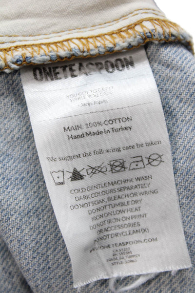 One Teaspoon Womens Denim High Rise Pleated Front Shorts Blue Size 26