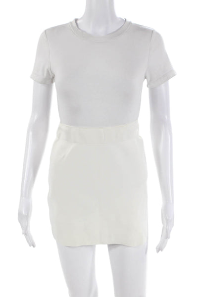 Helmut Lang Womens Elastic Waist Stretch Mini Skirt Solid White Size XS