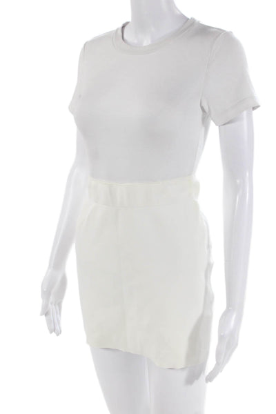 Helmut Lang Womens Elastic Waist Stretch Mini Skirt Solid White Size XS
