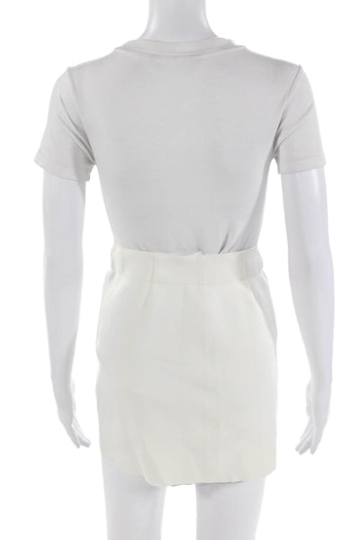 Helmut Lang Womens Elastic Waist Stretch Mini Skirt Solid White Size XS