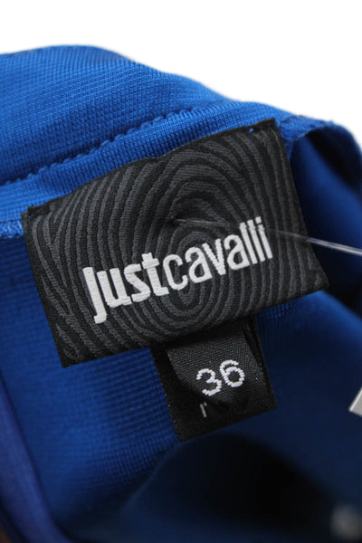 Just Cavalli Womens Floral Lace Panel Short Sleeve Mini Dress Blue Size 36