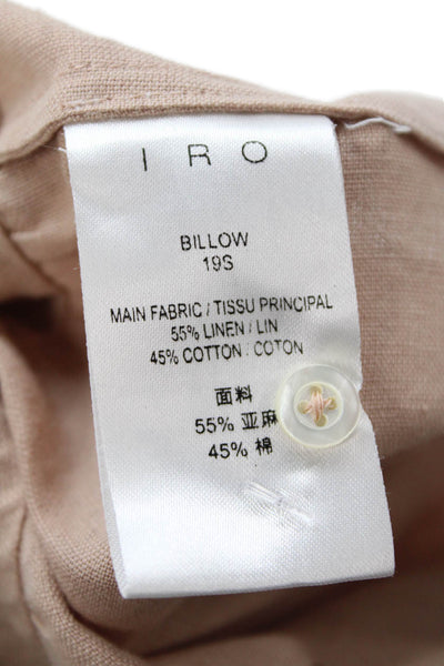 IRO Womens Linen Sleeveless V Neck A Line Ruffled Billow Dress Beige Size EUR 36