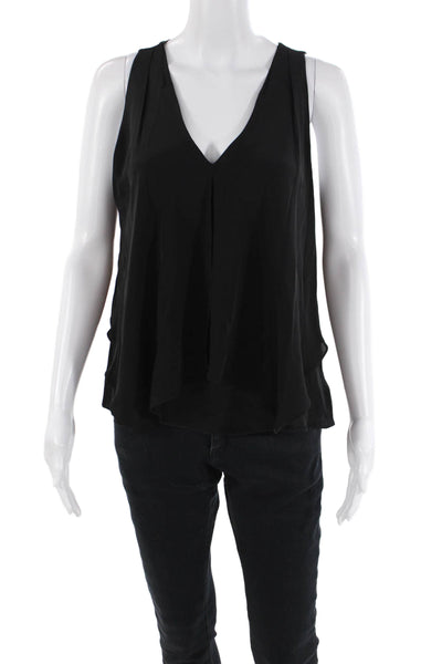 Theory Womens Silk V Neck Sleeveless Jantine Tank Top Black Size Small
