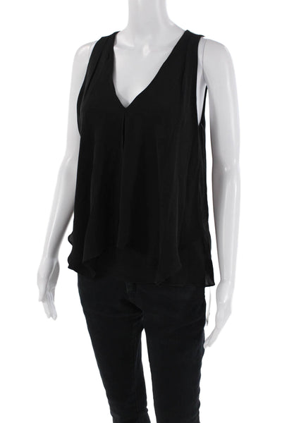 Theory Womens Silk V Neck Sleeveless Jantine Tank Top Black Size Small