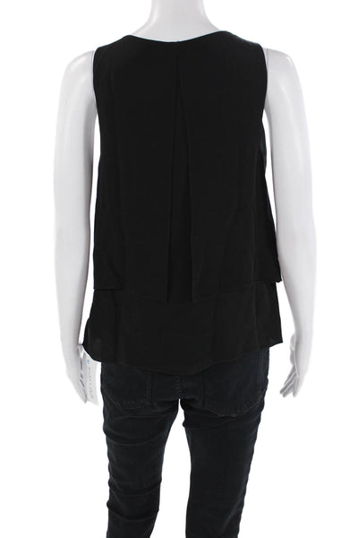 Theory Womens Silk V Neck Sleeveless Jantine Tank Top Black Size Small