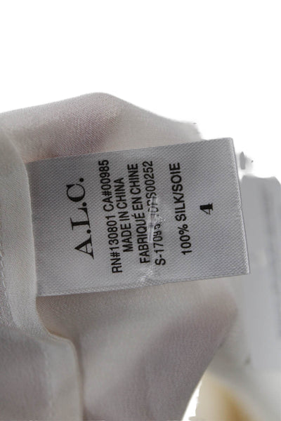 A.L.C. Barneys New York Womens Silk Ruffled Front Long Sleeves Blouse White Size