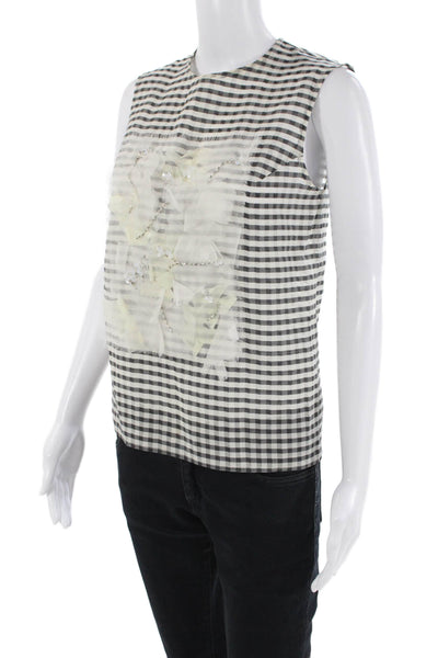 Christian Wijnants Womens Silk Checkered Sleeveless Tank Top Black Size 36