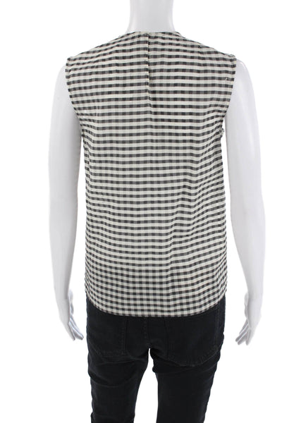 Christian Wijnants Womens Silk Checkered Sleeveless Tank Top Black Size 36