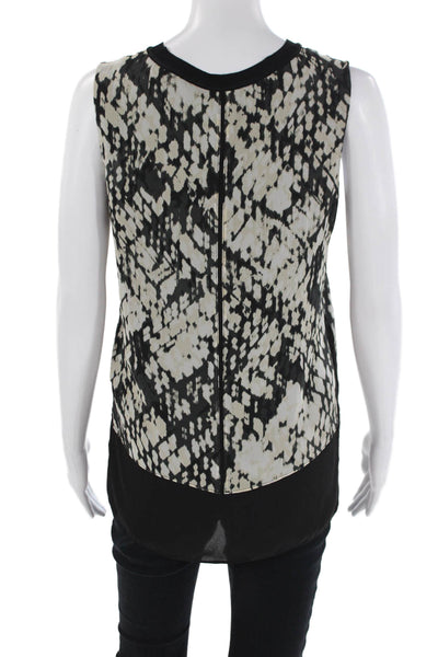 Vince Womens Abstract Print Sleeveless Round Neck Long Tank Top Black Size XS