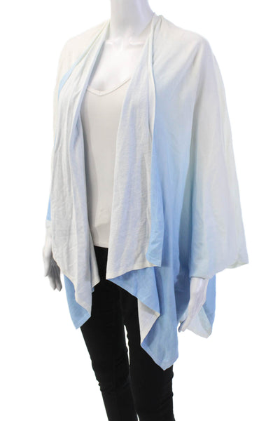 J. Mclaughlin Womens Dacia Poncho Sweater White Light Blue Cotton Size One Size