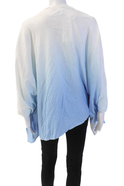 J. Mclaughlin Womens Dacia Poncho Sweater White Light Blue Cotton Size One Size
