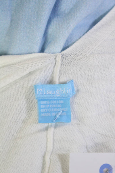 J. Mclaughlin Womens Dacia Poncho Sweater White Light Blue Cotton Size One Size