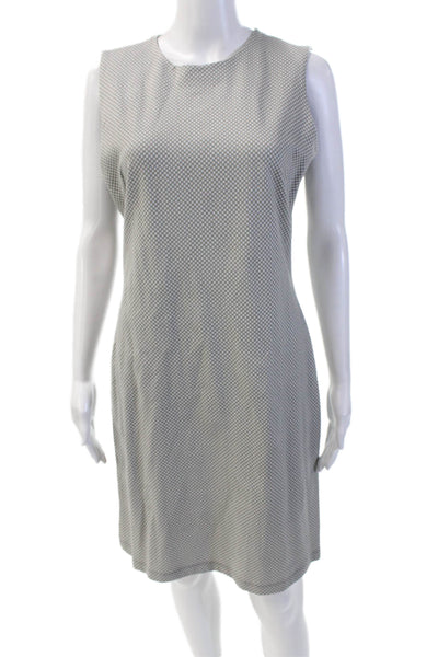 J. Mclaughlin Womens Geometric Print Sleeveless Dress Gray White Size Medium