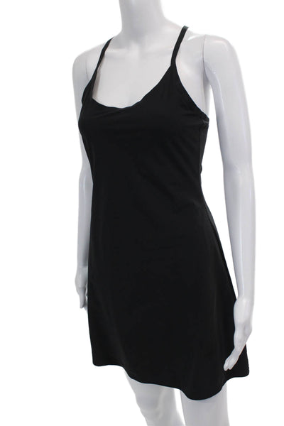 Outdoor Voices Womens Spaghetti Strap Scoop Neck Mini Shift Dress Black Small