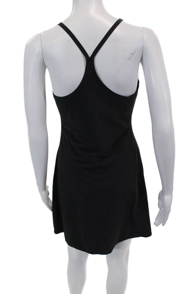 Outdoor Voices Womens Spaghetti Strap Scoop Neck Mini Shift Dress Black Small
