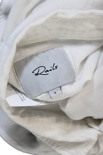Rails Womens Button Front Collared Sleeveless Pocket Shirt White Size Small