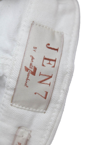 7 For All Mankind Womens Knee Length Fringe Denim Pencil Skirt White Size 2