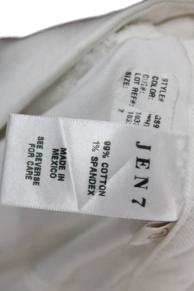 7 For All Mankind Womens Knee Length Fringe Denim Pencil Skirt White Size 2