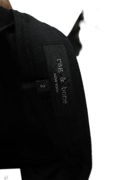 Rag & Bone Womens Zipper Fly High Rise Straight Leg Pants Black Cotton Size 2