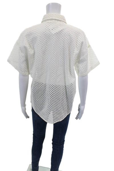 Wyeth By Todd Magill Womens Cotton Short Sleeve Button Blouse White Size XS