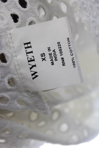 Wyeth By Todd Magill Womens Cotton Short Sleeve Button Blouse White Size XS
