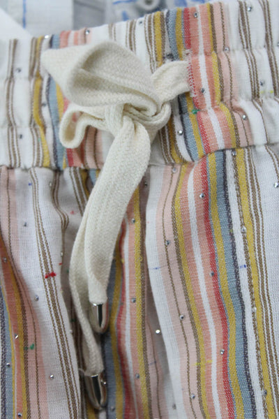 Le Superbe Womens Cotton Striped Drawstring Casual Shorts Multicolor Size XS