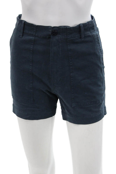 Kule Womens Cotton High-Waisted Zippered Casual Shorts Solid Blue Size M